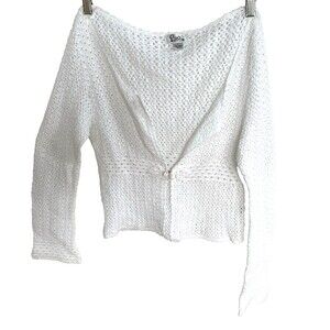 Lilly Pulitzer Women's 100% Cotton Crochet Cropped Summer Cardigan White Size L